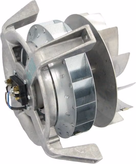 Estrattore aspiratore fumi EBM R2E180-AH05-27 per stufe a pellet in acciaio inossidabile color argento