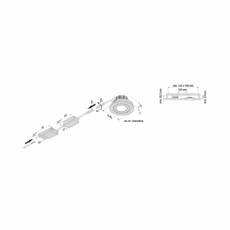 Hera Faretto da incasso Eco SR 68 bianco 3.000 K Ø 8,5 cm alluminio 68, dimmerabile, Bianco / Opale, Soggiorno / Sala da pranzo, Alluminio, Moderno