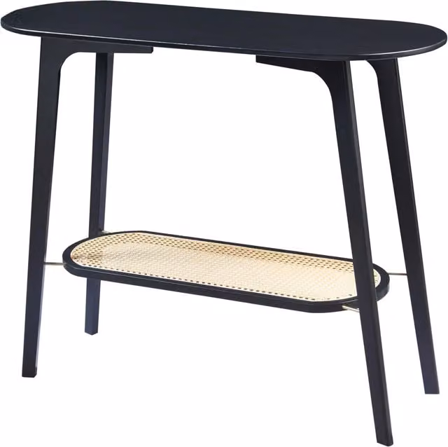 Tavolo consolle in bambù 100 x 35 x 80 cm effetto rattan nero 03_0010885