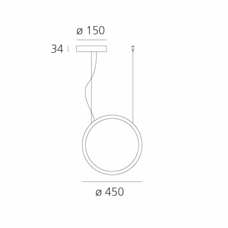 Artemide O LED a sospensione da esterno Ø 45 cm, Nero, Alluminio, Design