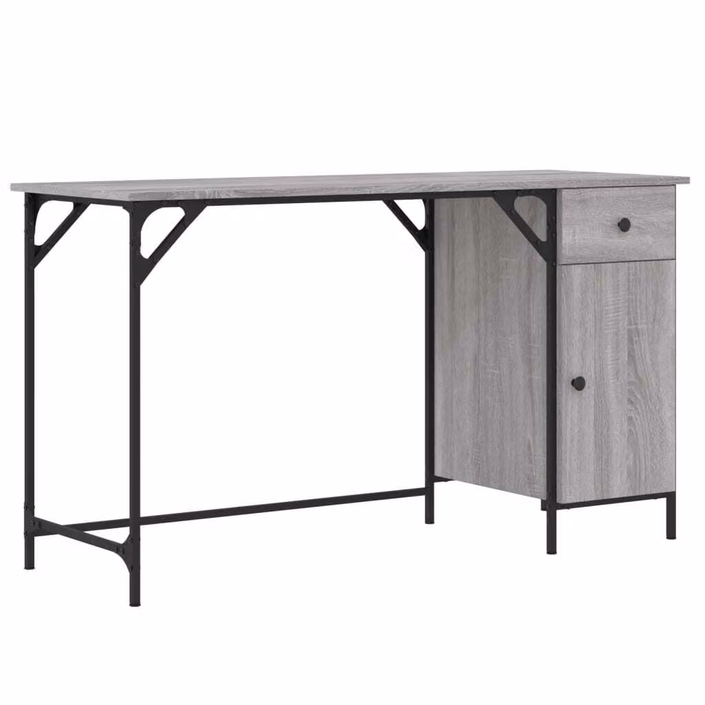 Scrivania Computer Grigio Sonoma 131x48x75 cm Legno Multistrato