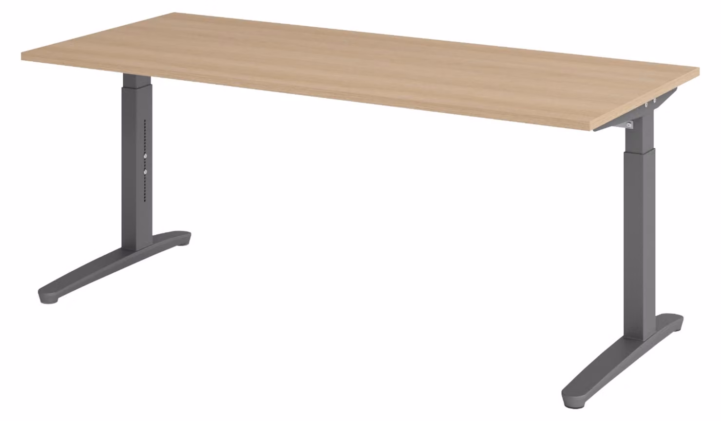Scrivania bümö serie XB - Struttura: grafite, dimensioni: 180 x 80 cm, decorazione: rovere