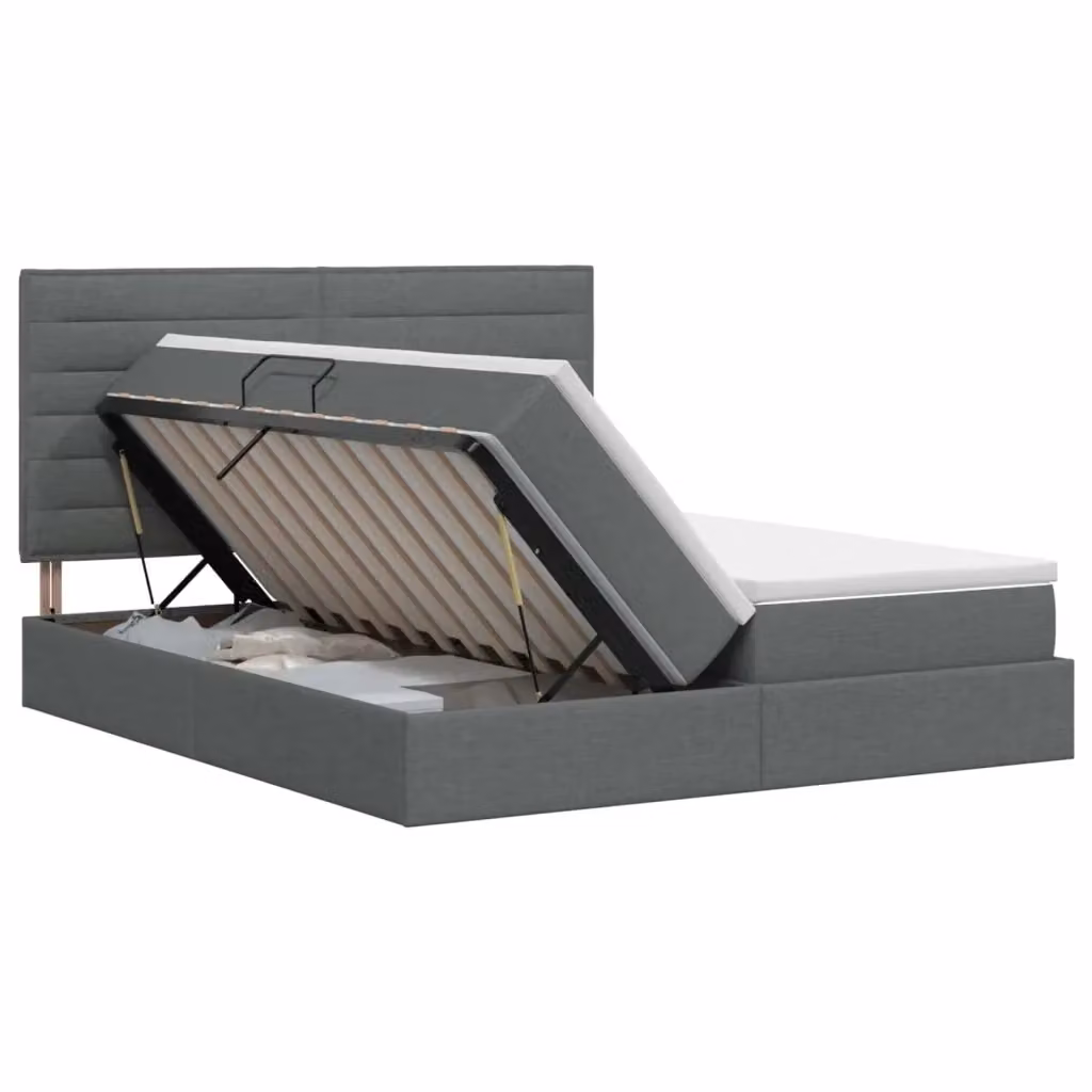 Letto con contenitore moderno vidaXL in tessuto grigio L 200 cm x P 200 cm x H 140 cm – 2