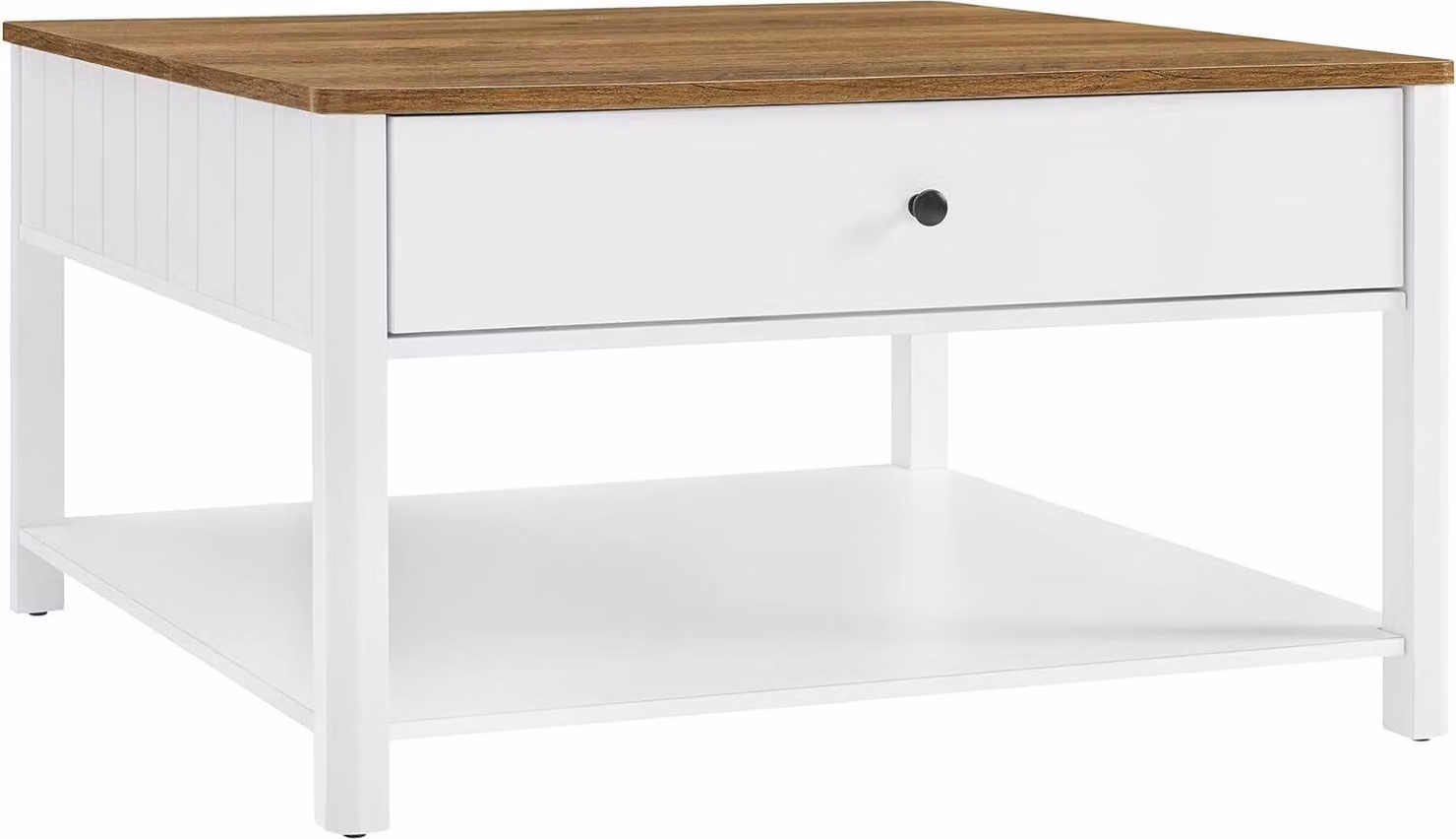 Tavolino VASAGLE, tavolino da salotto, tavolino da divano, 2 ampi cassetti, con gambe, molto spazio per riporre oggetti, stile marittimo, 80 x 80 x 45 cm, per il soggiorno,