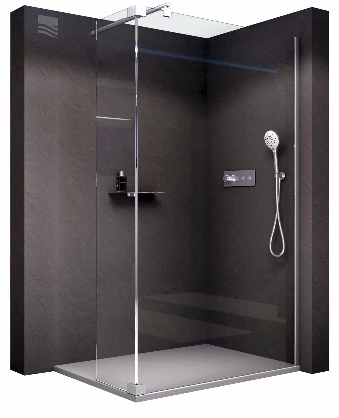 Parete doccia walk-in - Parete doccia NT109 - 900 mm - Vetro di sicurezza ESG 8 mm - Trasparente