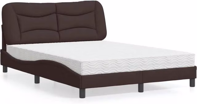 Letto con Materasso Hvar vidaXL in Tessuto Marrone e Bianco L/P: 120 x 200 cm – 1