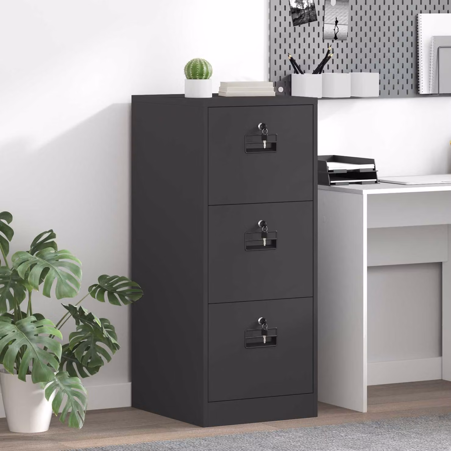 Armadio per file vidaXL in metallo nero con cassetti e serratura L/P/H: 44 x 50 x 106.5 cm – 1