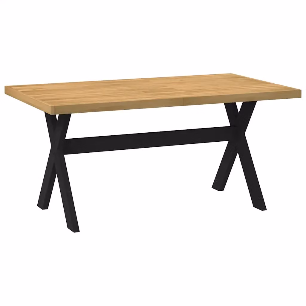 Tavolo da pranzo rettangolare vidaXL in legno di pino rustico con gambe a forma X, L: 160 cm, P: 90 cm, H: 75 cm, colore marrone o nero – 2