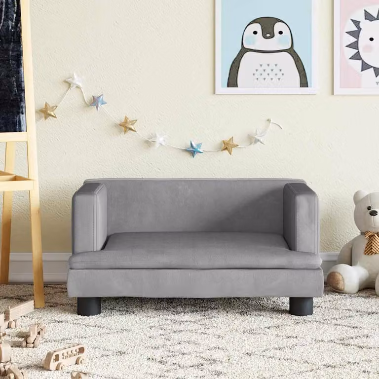 vidaXL Divano per Bambini Grigio in Velluto L: 60 cm, P: 40 cm, H: 30 cm