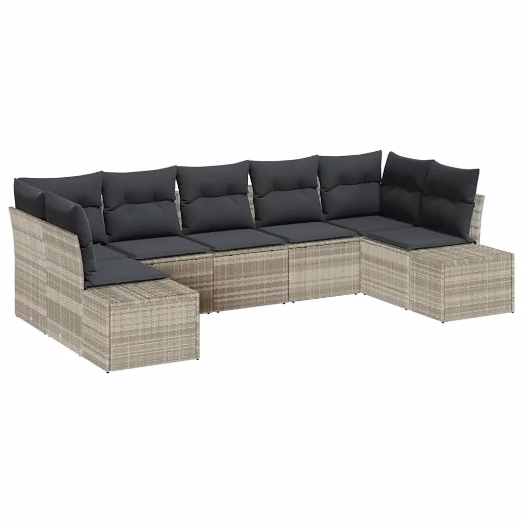 Set Divano da Giardino vidaXL in Polyrattan Grigio con Cuscini e Struttura in Metallo – 2
