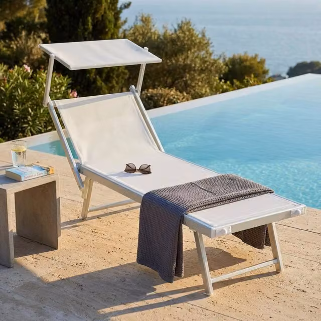 Lettino prendisole da Giardino in Alluminio cm 183x61x38 - MILBURN