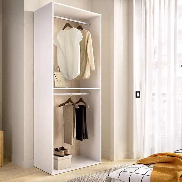 Armadio da camera da letto DMORA Ashebrook Bianco con ripiani e appendiabiti L: 45 cm, H: 205 cm – 1