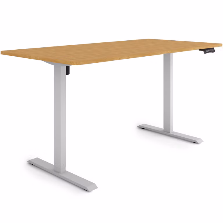ESMART Germany ETX-121GBA 160 x 80 cm Decorazione in bambù Scrivania ergonomica in piedi/seduta Regolabile elettricamente in altezza in modo continuo 73,5 - 123,5 cm 3x memoria Promemoria attività Avvio/arresto graduale Montaggio rapido