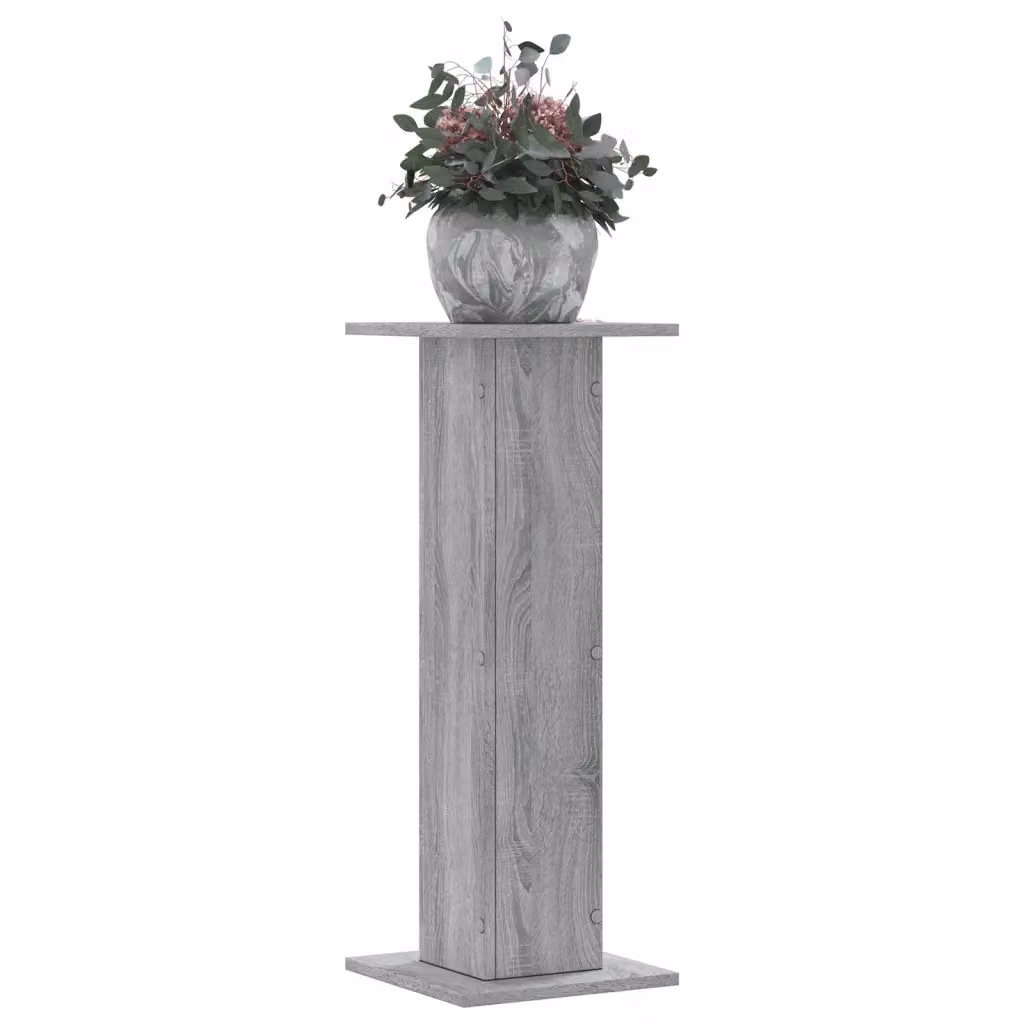 Set di 2 supporti per piante vidaXL in truciolato color grigio Sonoma, L/P/H: 30 x 30 x 80 cm