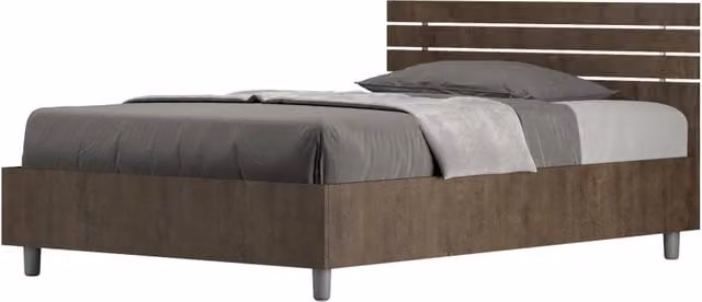 Letto 1 Piazza e Mezzo 120x190 cm con Rete e Contenitore Ankel Testata Doghe Dritta Noce