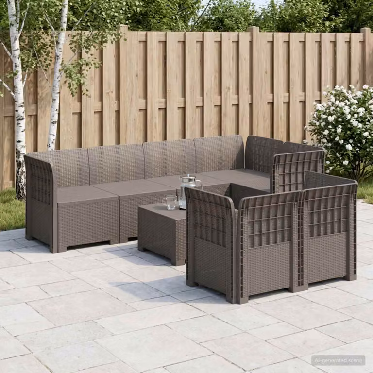 vidaXL Divano da Giardino a L con Sedute Imbottite in Rattan e Plastica Grigio