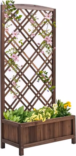 Fioriera con grigliato in legno XYLO marrone L: 60 cm, P: 30 cm, H: 122,5 cm – 1