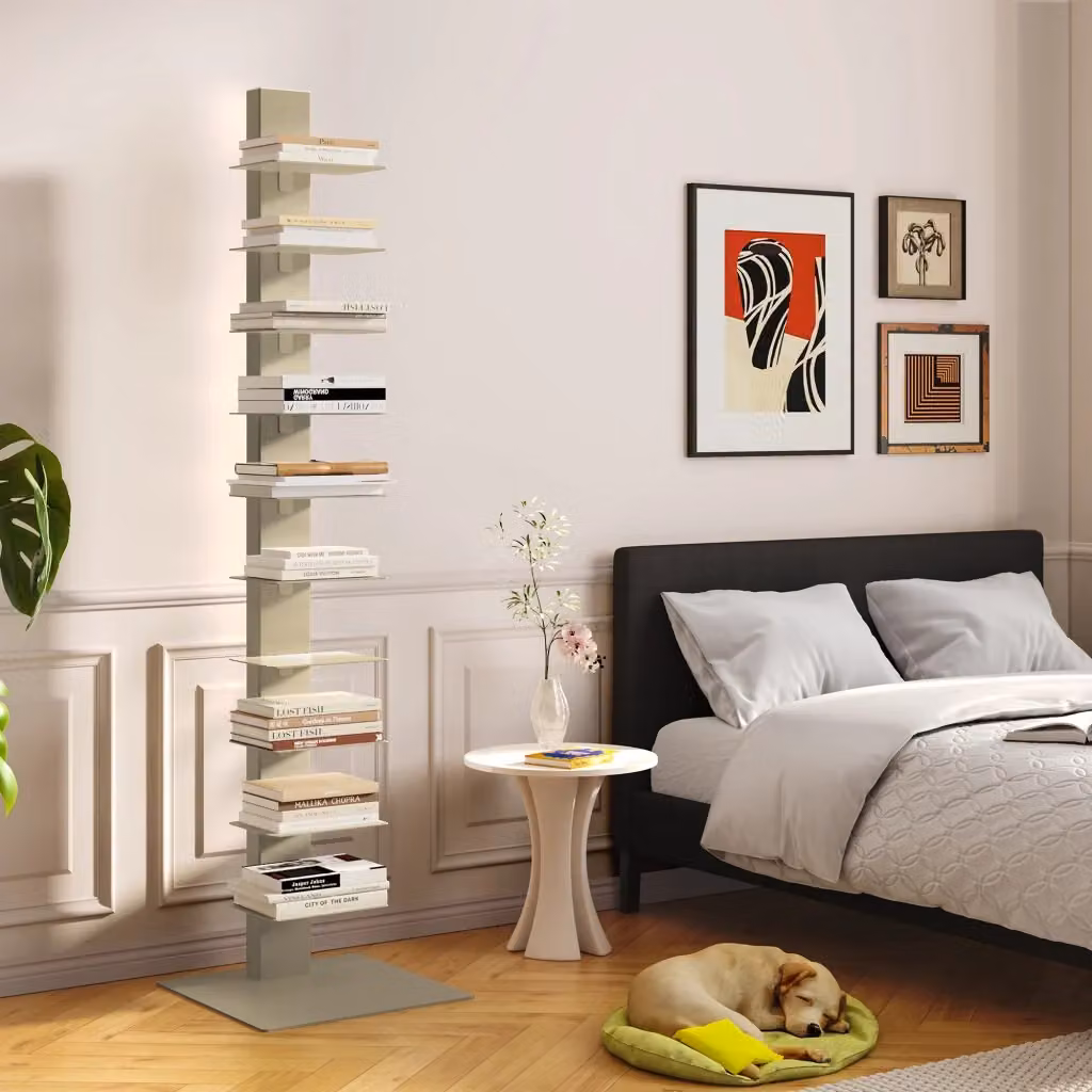 Libreria a schienale aperto Eksjö en.casa con 10 ripiani in metallo color cammello H: 150 cm, L: 39 cm, P: 39 cm – 2