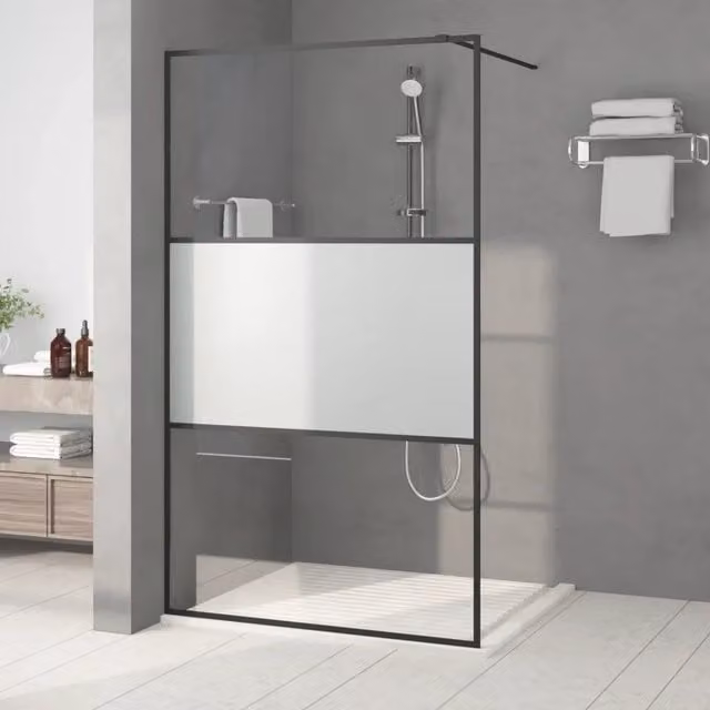 Parete Doccia Walk In vidaXL Rettangolare in Vetro Semi Smerigliato L: 115 cm, H: 195 cm