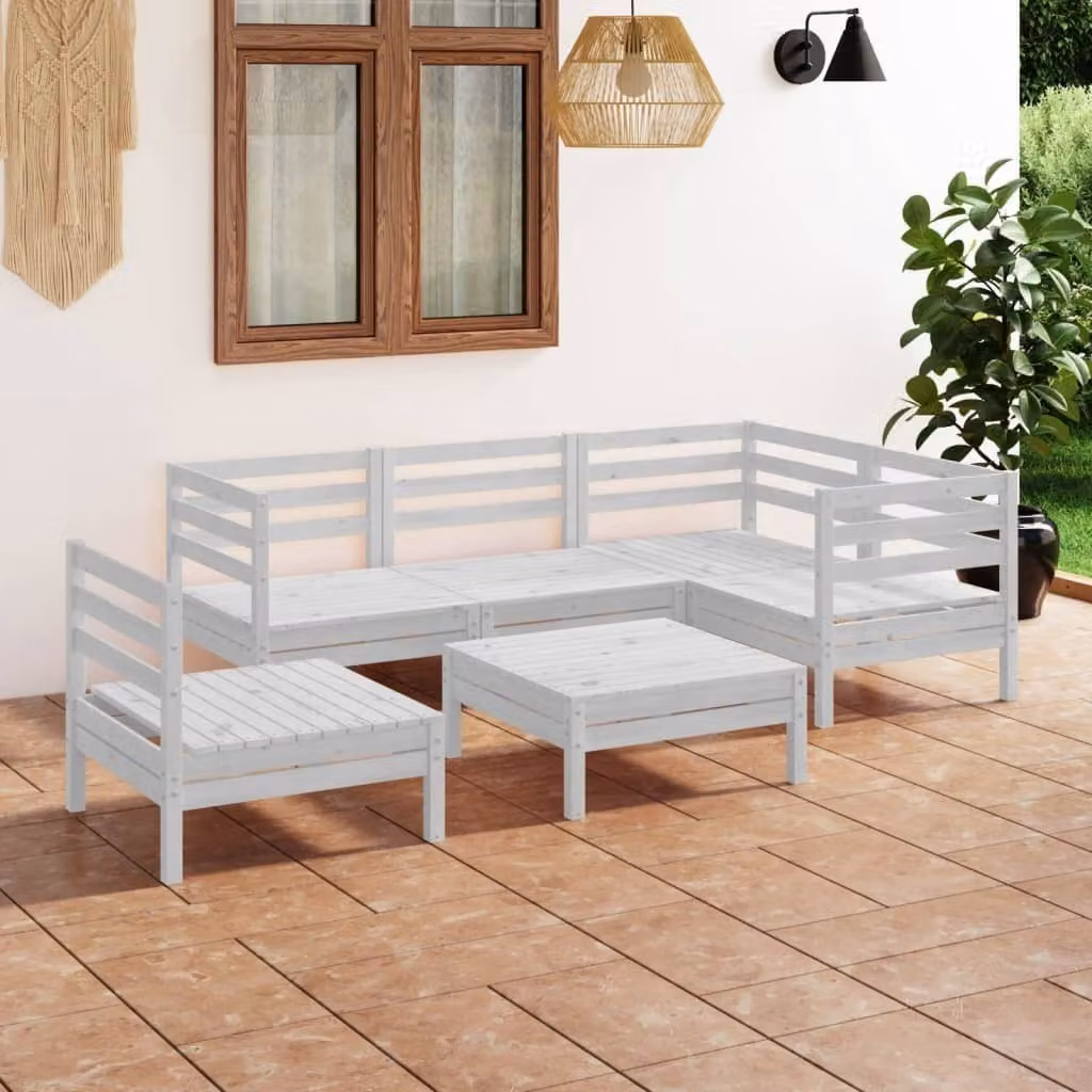 Maison Exclusive - Set Salotto da Giardino 6 pz in Legno Massello di Pino Bianco