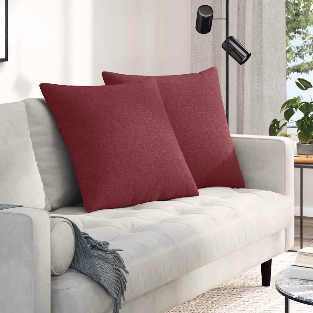 Set di 2 cuscini da divano quadrati vidaXL in tessuto rosso, L 60 x L 60 cm