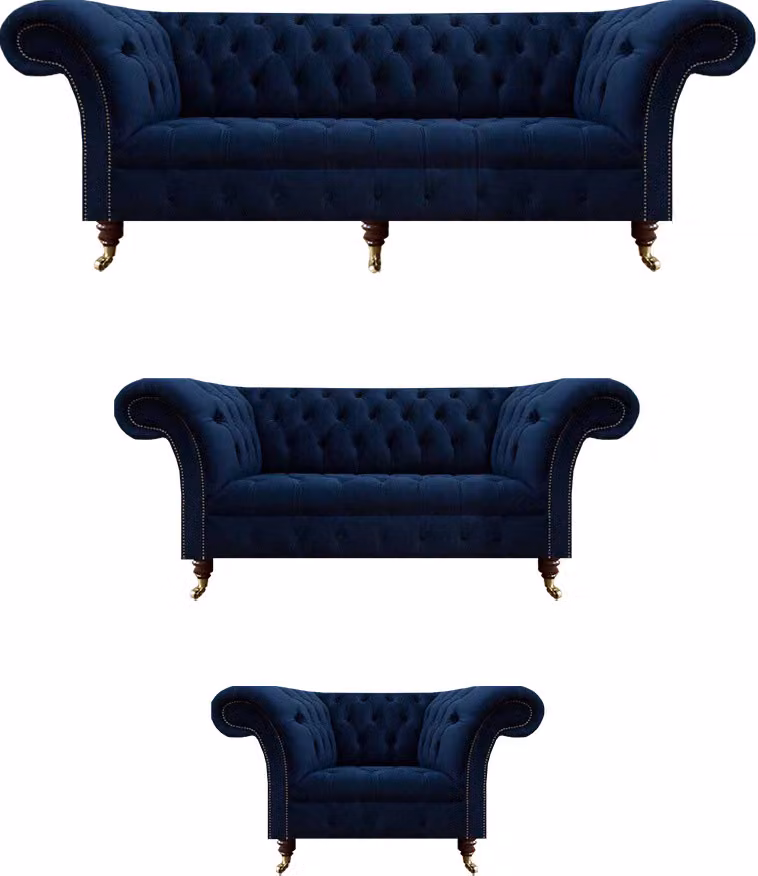 Wohnzimmer Komplett Möbel 3tlg Sofas Couch Luxus Sessel Textil Einrichtung