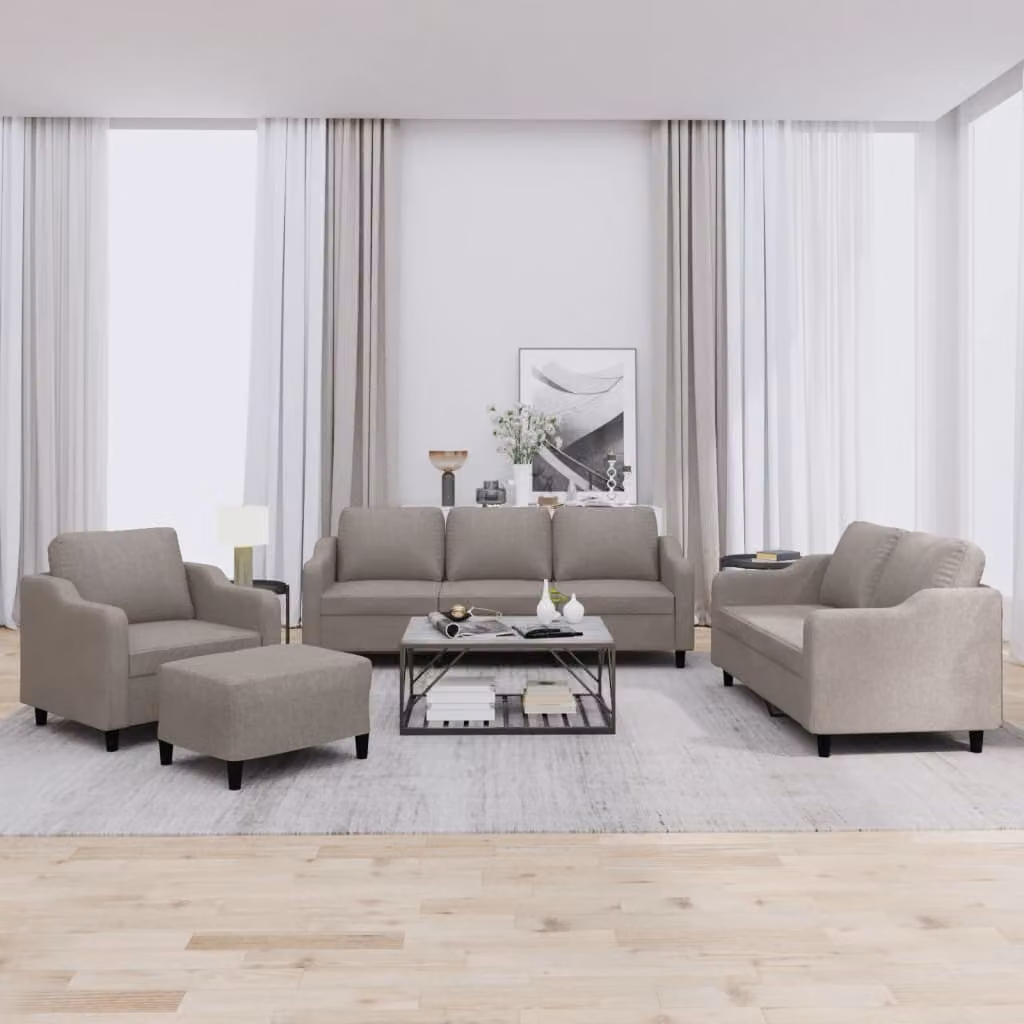 Maison Exclusive - Set divano 4 pezzi con cuscini in tessuto color taupe