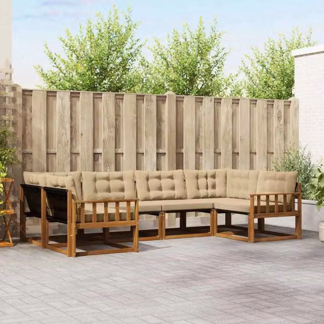 Set di divani da esterno 6 pz Naturale e Beige 3369792