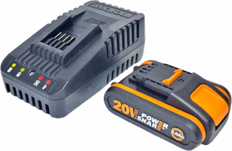 Worx WA3601 20 V Caricabatteria e kit batteria con 1 batteria da 2,0 Ah + caricabatteria WA3880