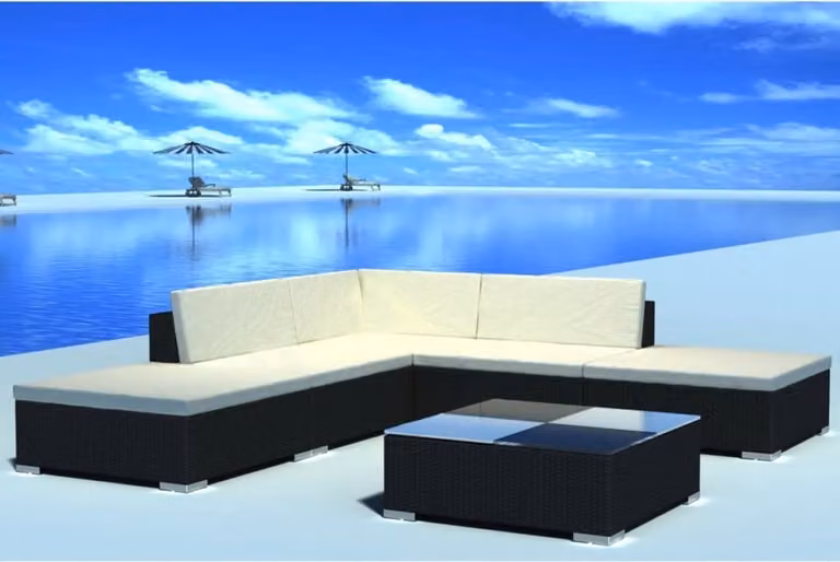 Maison Exclusive - Set da giardino 6 pezzi con cuscini in polyrattan nero