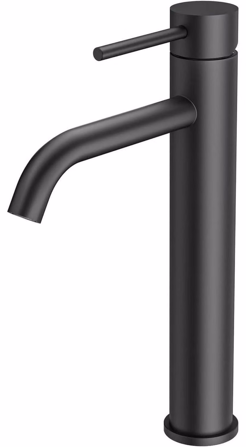 Miscelatore monocomando per lavabo, finitura nera, altezza del beccuccio 190 mm, corpo in ottone