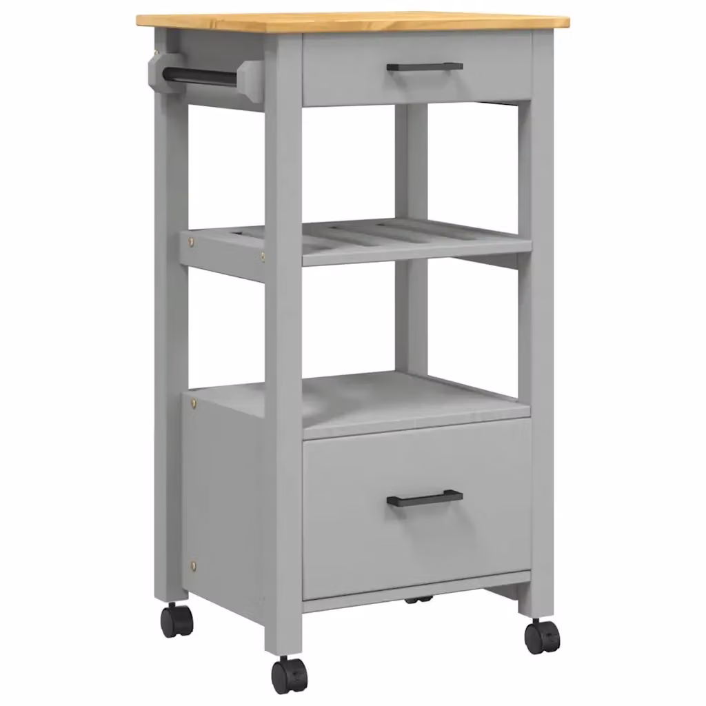 Carrello da cucina e scaffale MONZA Design Mania in legno massello di pino grigio con ruote L/P/H: 48 x 40 x 88,5 cm – 2