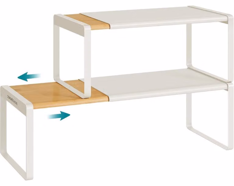 Set di 2 ripiani da cucina, modello KCS051N01, colore bianco/beige