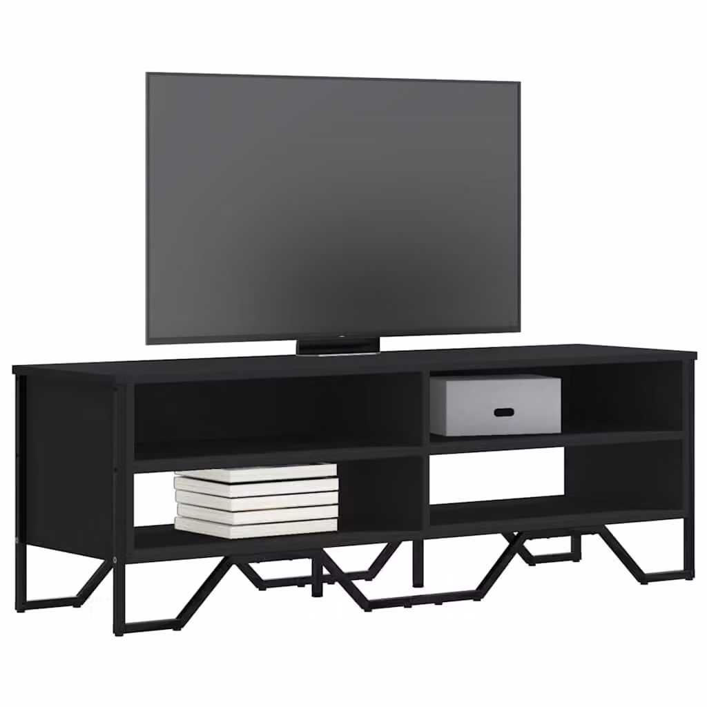 vidaXL Mobile Porta TV Moderno Nero in Legno e Metallo L: 122 cm, P: 34 cm, H: 41 cm