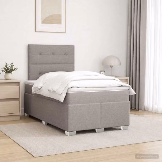 Letto box spring con materasso Tortora 120 x 190 cm Tessuto 3454828