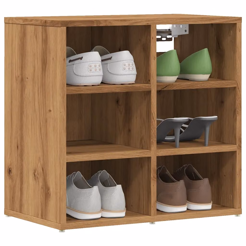 Set di 2 scarpiere moderne vidaXL in legno color rovere marrone con montaggio a parete L 52 cm x P 30 cm x H 50 cm