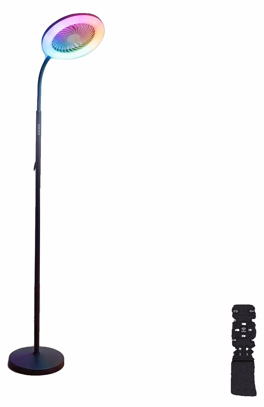 Lampada da terra a LED, illuminazione RGB, telecomando, colore nero, alimentazione 220-240V, spina europea