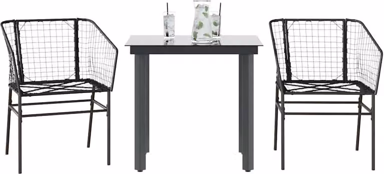 Maison Exclusive - Set Mobili da Pranzo per Giardino 3 pz Nero Polyrattan Vetro