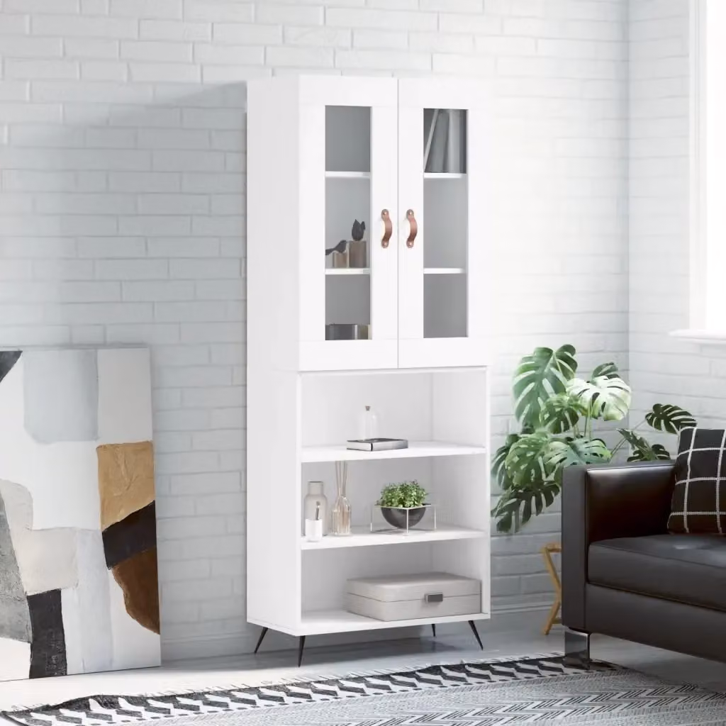 Credenza moderna bianca in legno multistrato per sala da pranzo L: 69,5 cm, P: 34 cm, H: 180 cm – 2