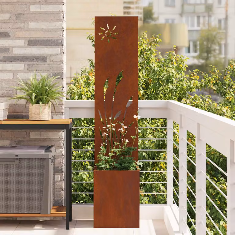 Paravent per privacy in giardino vidaXL in acciaio, colore marrone, L/P/H: 32 x 32 x 150 cm