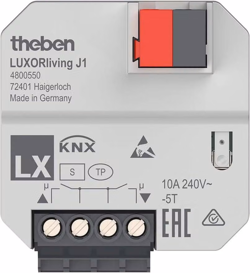 Theben LUXORliving J1 - attuatore per tende da incasso, attuatore per schermatura solare, attuatore per la privacy