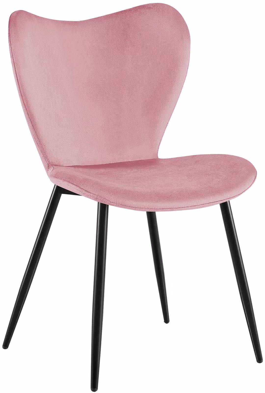 Sedia da pranzo Maika, imbottita, con schienale, capacità di carico fino a 150 kg, colore rosa, materiale: velluto