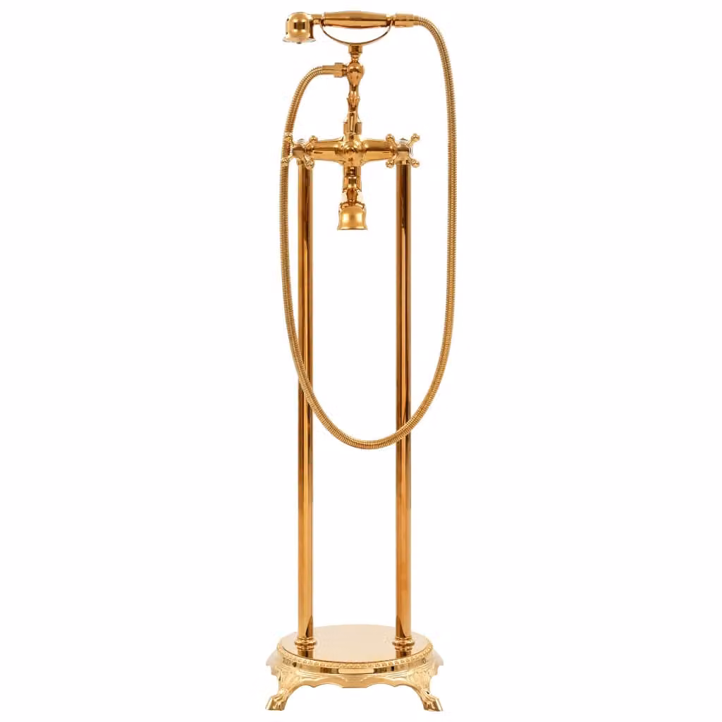 Rubinetteria a Colonna per Vasca Bagno Acciaio Inox 99,5cm Oro