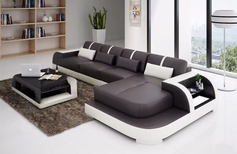 Ecksofa Sofa Couch Polster Wohnlandschaft Polsterecke Designsofa Ledersofa LubyB
