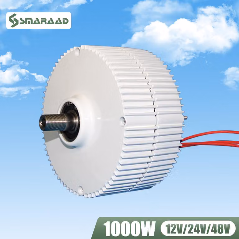 Generatore eolico - Potenza: 1000 W - Tensione: 12 V - Alloggiamento in alluminio - Con base di montaggio