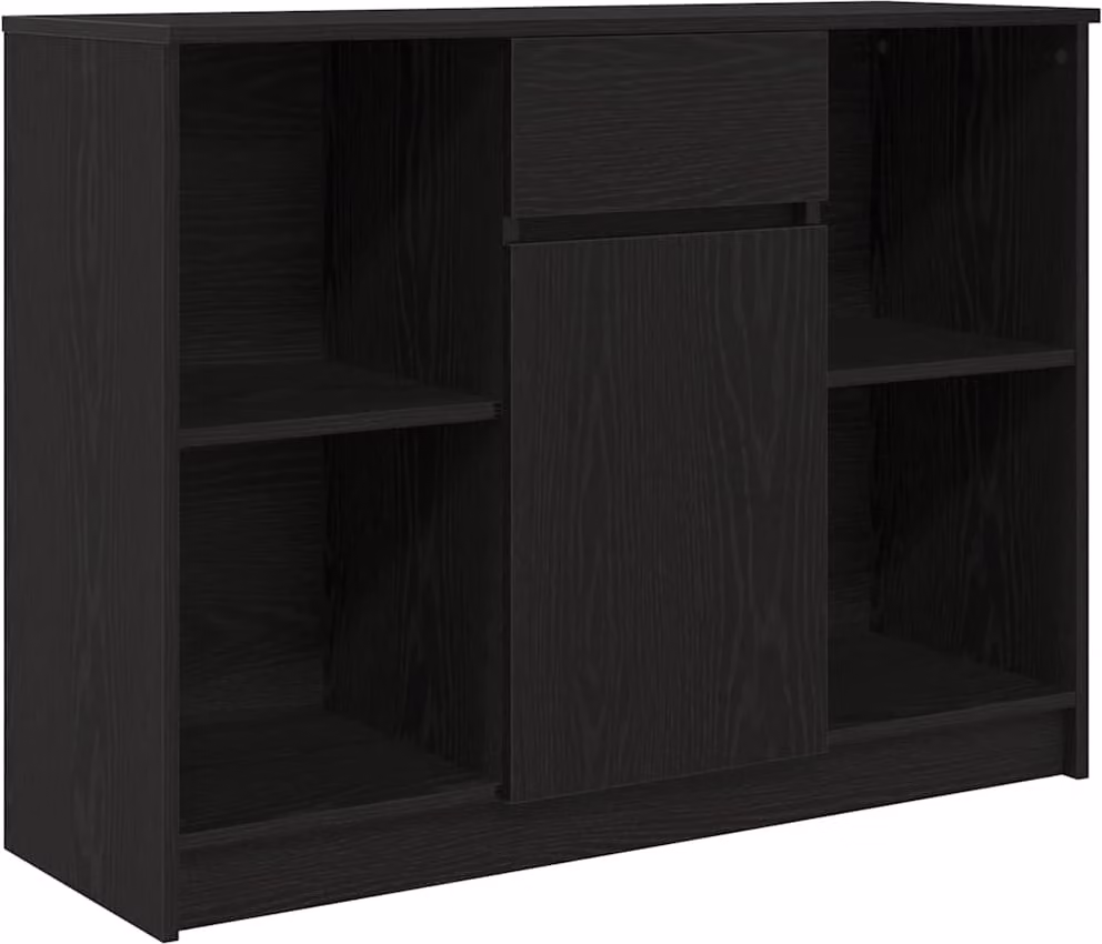 Credenza con Cassetto Rovere Nero 101x35x76cm Legno Multistrato