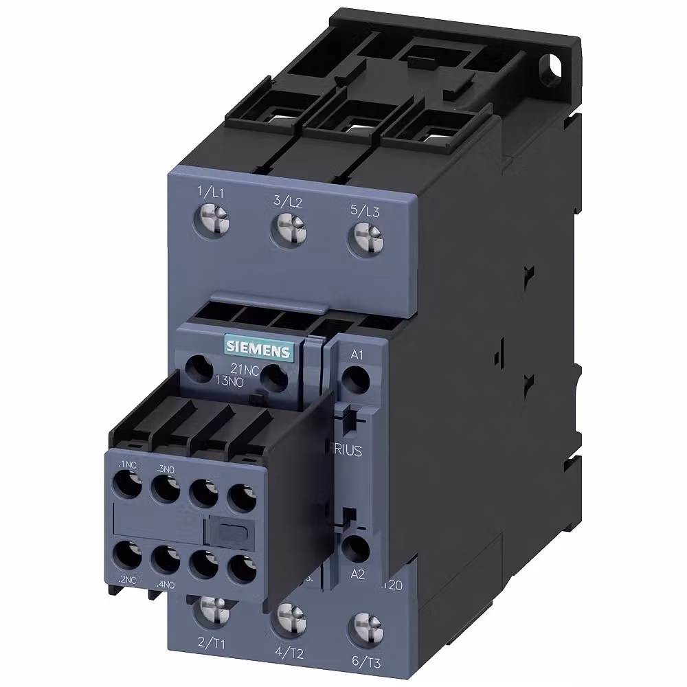 Contattore Siemens, AC-3e, 50 A/22 kW/400V, tripolare, AC 230V, 50/60Hz, 2S+2Ö, attacco a vite,... 3RT20361AL24