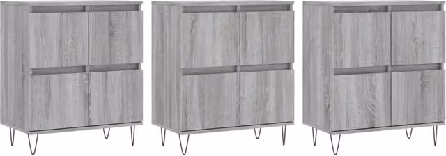 Credenze 3 pz | Madia | Buffet da pranzo | Armadio da pranzo Grigio Sonoma in Legno Multistrato