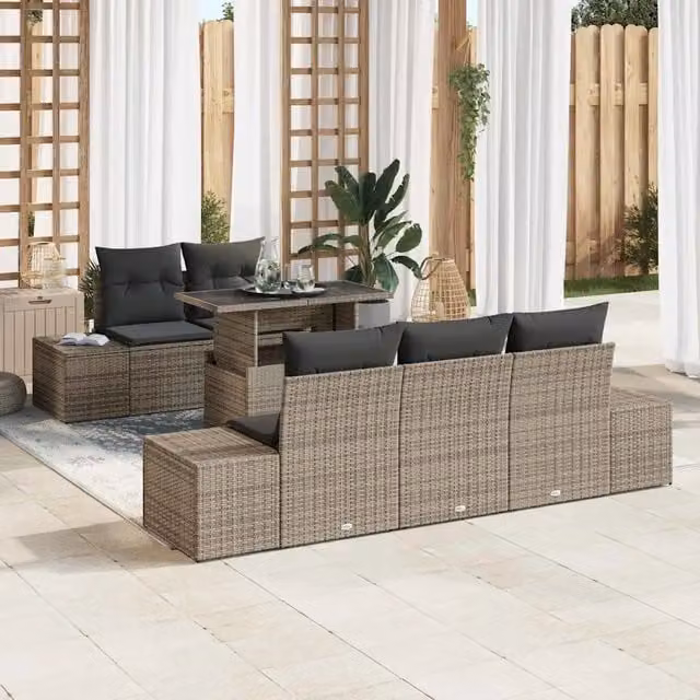 Set di divani 6 pz Grigio polyrattan 3349095