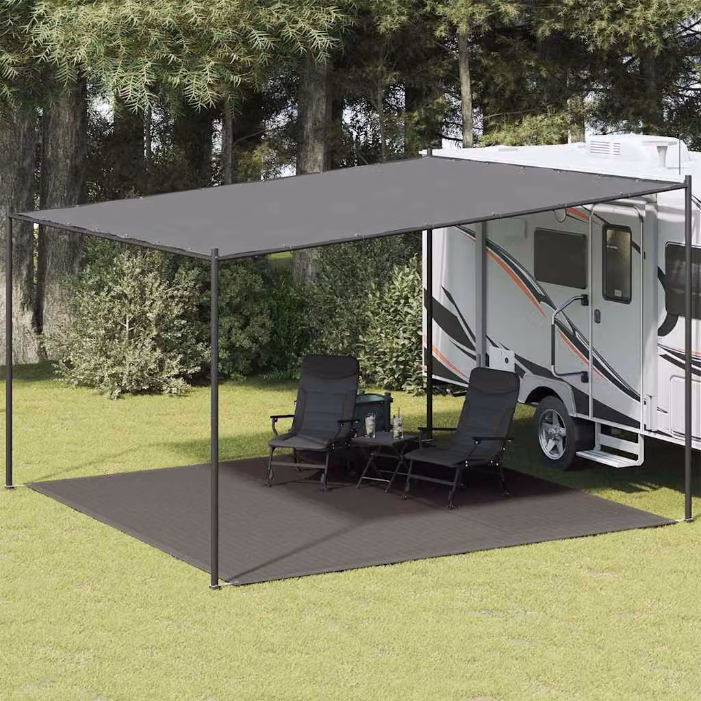 vidaXL Tappeto da tenda moderno in polipropilene e polietilene, colore antracite, L 400 x L 400 cm